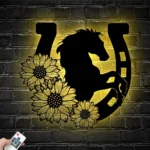 Animals Pets Metal Sign Sunflower Horseshoe 1