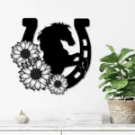 Animals Pets Metal Sign Sunflower Horseshoe 1
