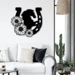 Animals Pets Metal Sign Sunflower Horseshoe 1