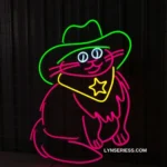 Animals Pets Neon Sign Chubby Cowboy Cat 1