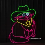 Animals Pets Neon Sign Chubby Cowboy Cat 1