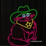 Animals Pets Neon Sign Chubby Cowboy Cat 1