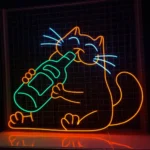 Animals Pets Neon Sign Drinking Cat Led 1