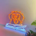 Animals Pets Neon Sign Labrador Reading Book 1