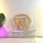 Animals Pets Neon Sign Labrador Reading Book 1