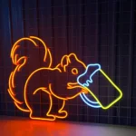 Animals Pets Neon Sign Squirrel Drinking Beer 1