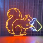 Animals Pets Neon Sign Squirrel Drinking Beer 1