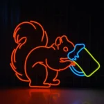 Animals Pets Neon Sign Squirrel Drinking Beer 1