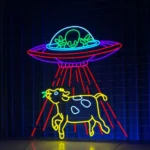 Animals Pets Neon Sign Ufo Abduction Dairy Cow Led 1