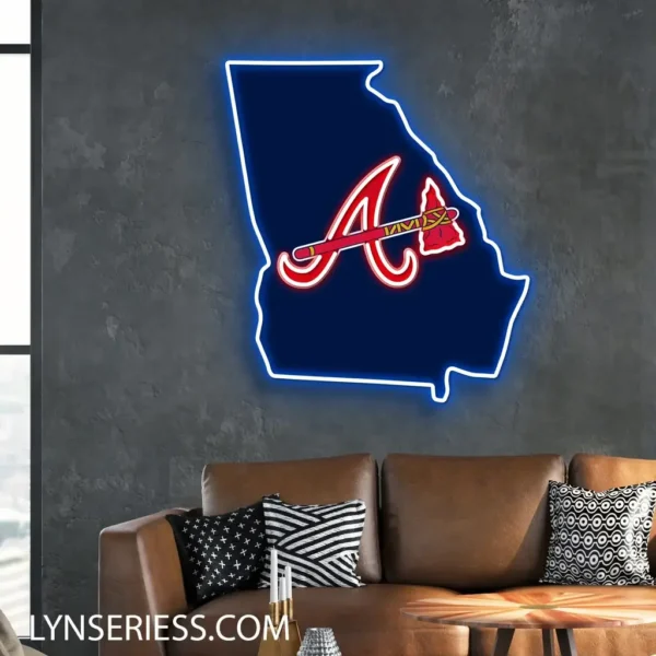 Atlanta Braves Neon Sign Georgia State Map 2