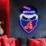 Atlanta Braves Neon Sign Skull 1