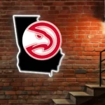 Atlanta Hawks Neon Sign Georgia State Map 1