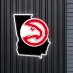 Atlanta Hawks Neon Sign Georgia State Map 1