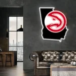 Atlanta Hawks Neon Sign Georgia State Map 1