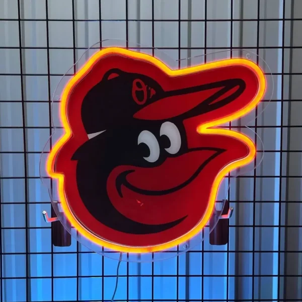Baltimore Orioles Neon Sign Cartoon Bird Head 1