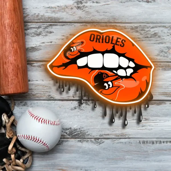 Baltimore Orioles Neon Sign Dripping Lips 1