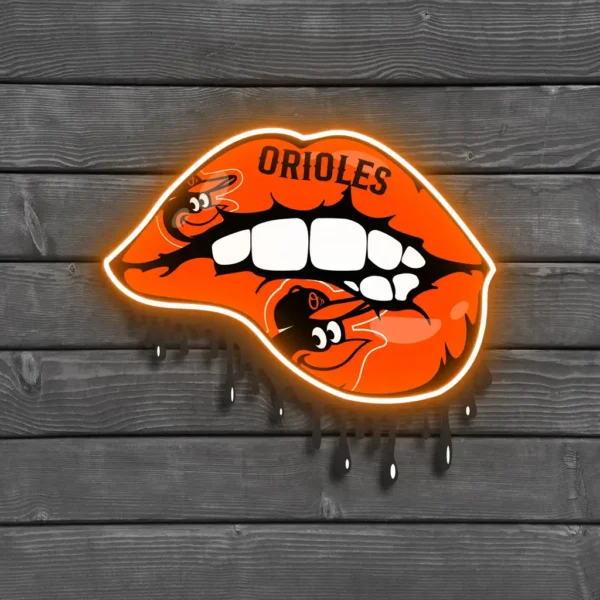 Baltimore Orioles Neon Sign Dripping Lips 2