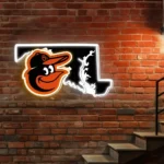 Baltimore Orioles Neon Sign Maryland State Map 1