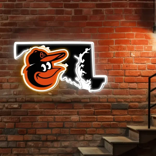 Baltimore Orioles Neon Sign Maryland State Map 2