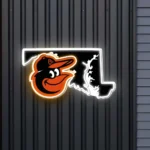 Baltimore Orioles Neon Sign Maryland State Map 1