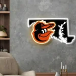 Baltimore Orioles Neon Sign Maryland State Map 1