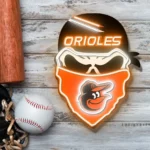 Baltimore Orioles Neon Sign Skull 1