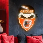 Baltimore Orioles Neon Sign Skull 1