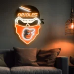 Baltimore Orioles Neon Sign Skull 1