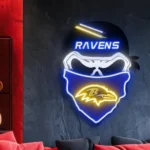 Baltimore Ravens Neon Sign Skull 1