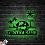 Beach Coastal Metal Sign Couple Ocean Dolphin Palm Tree Beach House Sunset 1