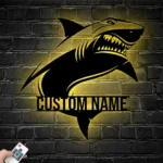 Beach Coastal Metal Sign Custom Great White Shark 1
