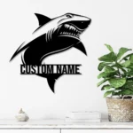 Beach Coastal Metal Sign Custom Great White Shark 1