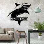 Beach Coastal Metal Sign Custom Great White Shark 1
