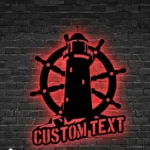 Beach Coastal Metal Sign Custom Lighthouse Sailing Wheel 1