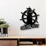 Beach Coastal Metal Sign Custom Lighthouse Sailing Wheel 1