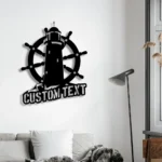 Beach Coastal Metal Sign Custom Lighthouse Sailing Wheel 1