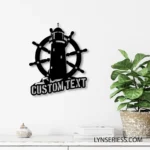 Beach Coastal Metal Sign Custom Lighthouse Sailing Wheel 1