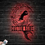 Beach Coastal Metal Sign Custom Mermaid On The Moon 1