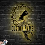 Beach Coastal Metal Sign Custom Mermaid On The Moon 1