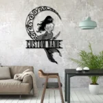 Beach Coastal Metal Sign Custom Mermaid On The Moon 1