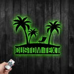 Beach Coastal Metal Sign Custom Palm Tree Beach 1