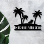 Beach Coastal Metal Sign Custom Palm Tree Beach 1