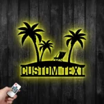 Beach Coastal Metal Sign Custom Palm Tree Beach 1