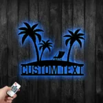 Beach Coastal Metal Sign Custom Palm Tree Beach 1