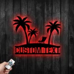 Beach Coastal Metal Sign Custom Palm Tree Beach 1
