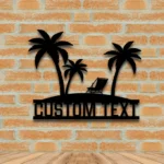 Beach Coastal Metal Sign Custom Palm Tree Beach 1