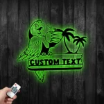 Beach Coastal Metal Sign Custom Parrot Drink A Coconut Water 1