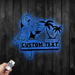 Beach Coastal Metal Sign Custom Parrot Drink A Coconut Water 1