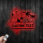 Beach Coastal Metal Sign Custom Parrot Drink A Coconut Water 1