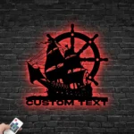 Beach Coastal Metal Sign Custom Pirate Ship Captain Wheel 1